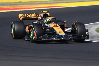 Lando Norris of McLaren on track during the F1 Grand Prix of Hungary on July 23, 2023 Mogyorod, Hungary. clipart
