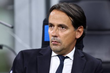 Milano, İtalya. 19 Agusut 2023 . Simone Inzaghi, Fc Internazionale ve Ac Monza arasındaki Serie A futbol maçında Fc Internazionale 'nin baş antrenörü..