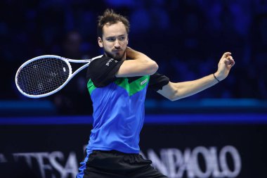 Torino 'da düzenlenen Nitto ATP Dünya Turu Finalleri sırasında 12-29 Kasım 2023 tarihleri arasında Rusya' dan Daniil Medvedev.