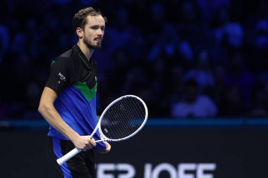 Torino 'da düzenlenen Nitto ATP Dünya Turu Finalleri sırasında 12-29 Kasım 2023 tarihleri arasında Rusya' dan Daniil Medvedev.
