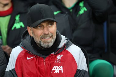 Bergamo, İtalya. 18 / 04 / 2023 - Uefa Avrupa Ligi karşılaşmasında Liverpool Fc 'in baş antrenörü Jurgen Klopp ile Liverpool Fc arasında oynanan Beetanta Bc ve Liverpool Fc .