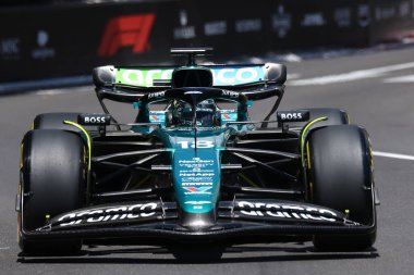 Monako - 26 Mayıs 2024 - Monako Formula 1 Grand Prix sırasında Aston Martin 'in Lance Stroll' ü - 