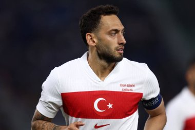 Bolonya, İtalya. 4 Haziran 2024 - İtalya-Türkiye Dostluk Karşılaşması - Türkiye 'den Hakan Calhanoğlu .
