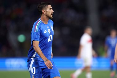 Bolonya, İtalya. 4 Haziran 2024 - İtalya-Türkiye Dostluk Karşılaşması - İtalyan Lorenzo Pellegrini .