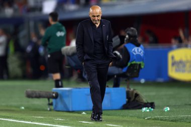 Bolonya, İtalya. 4 Haziran 2024 - İtalya-Türkiye Dostluk Karşılaşması - İtalya teknik direktörü Luciano Spalletti .