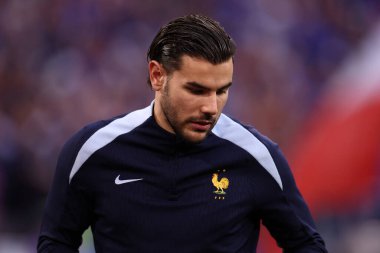 Münih, Almanya. 9 Temmuz 2024. İspanya ile Fransa arasındaki Uefa Euro 2024 maçında Fransa 'dan Theo Hernandez .