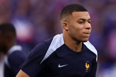 Münih, Almanya. 9 Temmuz 2024. İspanya ile Fransa arasındaki Uefa Euro 2024 maçı sırasında Fransa 'dan Kylian Mbappe .