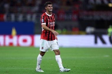 Christian Pulisic of Ac Milan looks on during the  Serie A match beetween Ac Milan and Torino Fc at Stadio Giuseppe Meazza on August 17, 2024 in Milano, Italy . clipart