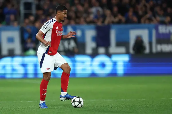 stock image Bergamo, Italy - 19/09/2024  - Uefa Champions League - Atalanta Bc-Arsenal Fc - William Saliba of Arsenal Fc.