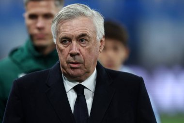 Bergamo (İtalya). 10 / 12 / 2024 - Uefa Şampiyonlar Ligi - Atalanta Bc-Real Madrid Cf - Carlo Ancelotti, baş antrenör - Real Madrid Cf