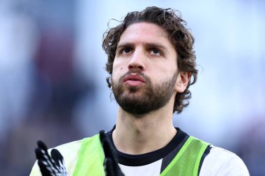 Manuel Locatelli of Juventus Fc during warm up before the Serie A match beetween Juventus Fc and Empoli Fc at Allianz Stadium on February 02, 2025 in Turin, Italy . clipart