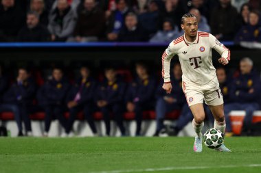FC Bayern Munchen takımından Leroy Sane, 8 Nisan 2025 tarihinde Almanya 'nın Munchen kentinde oynanan UEFA Şampiyonlar Ligi 2024 / 25 çeyrek final maçında Fc Bayern Munchen ve FC Internazionale arasında oynanacak. .