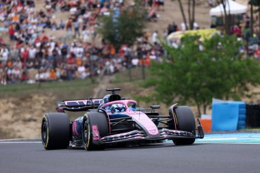 Alpine Formula 1 'den Pierre Gasly Macaristan' ın F1 Grand Prix 'si sırasında yolda ilerliyor