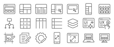 Şablon simgesi ayarlandı. Model, kablo çerçevesi, şebeke sistemi, yerleşim planı, ağ, ilgili tasarım ve daha fazla simge içeriyordu. Düzenlenebilir Vektör Vuruşu.