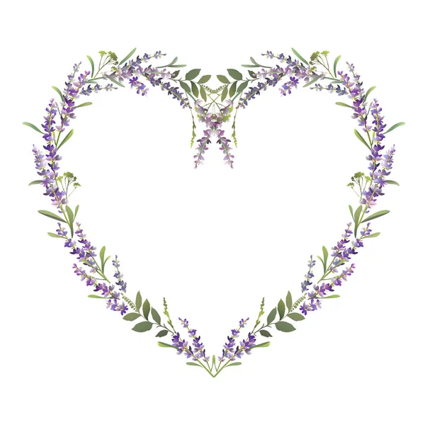 Lavender Heart Lavender Frame Design Vector Illustration — Vettoriale Stock