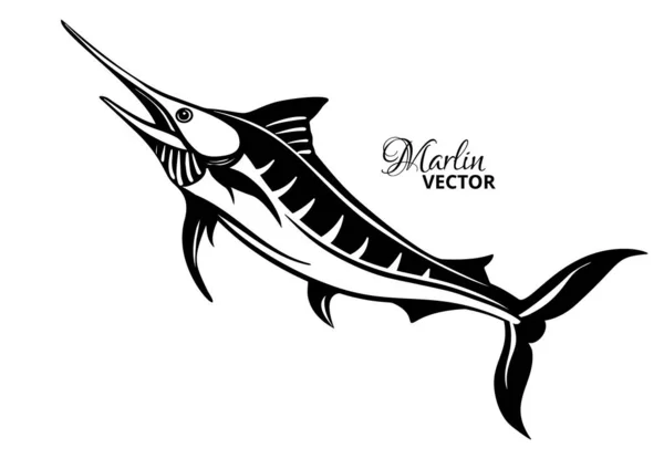 Marlin Fish 템플릿 물고기가물 밖으로 뛰어나오는 것이다 일러스트 — 스톡 벡터