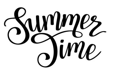 Yaz zamanı siyah harfli tabir. Vektör illüstrasyonu.