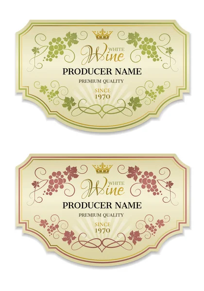 Des Étiquettes Vin Ensemble Vectoriel Deux Étiquettes Pour Vin Avec — Image vectorielle