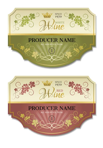 Зелене Червоне Вино Горизонтальні Етикетки Векторний Набір Двох Етикеток Вина — стоковий вектор