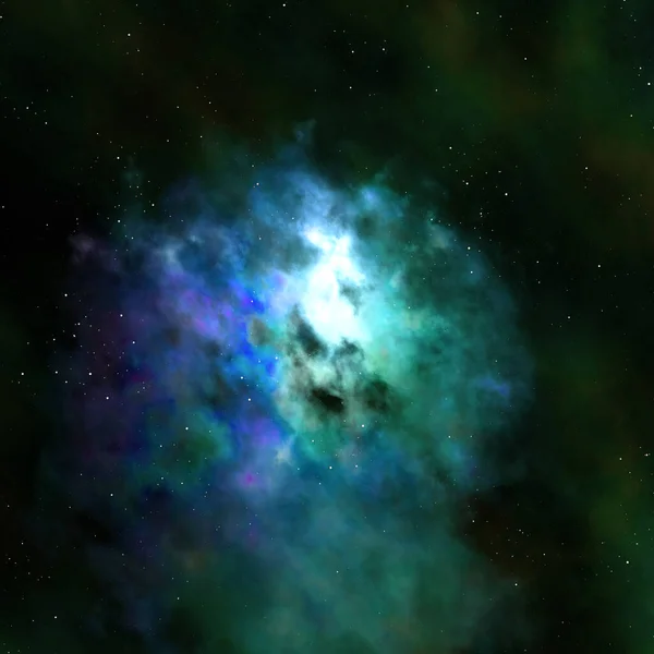 Spektakulär Närbild Vid Sfärisk Nebulosa Med Belysning Gasmoln Grön Blå — Stockfoto