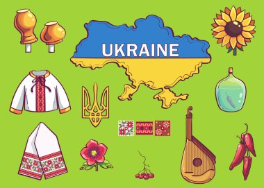 Vector illustration set items, characters for Ukrainian village. For print on demand, powerpoint and keynote presentations, magazines and newspapers, book covers.