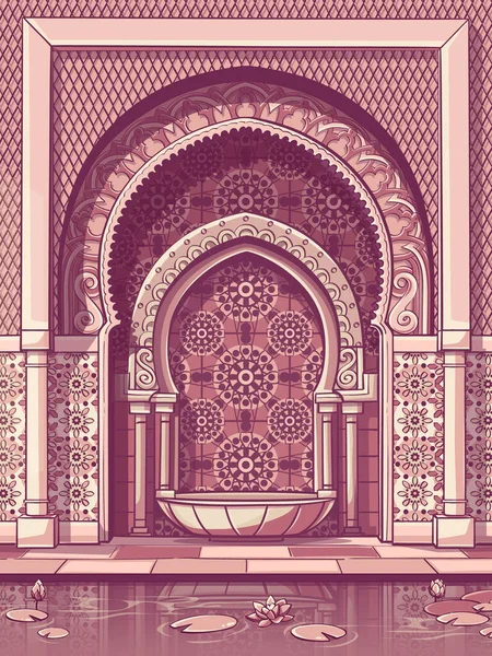 Alcôve Colorée Bâtiment Dans Style Marocain Dans Cour Avec Une — Image vectorielle