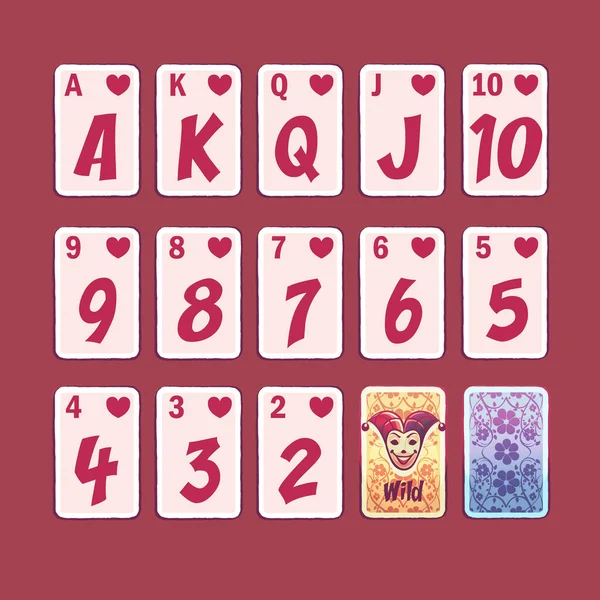 Spela Hjärtan Kort Set Original Spelkort För Olika Applikationer Spela — Stock vektor