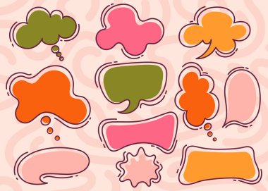 Değişik şekil ve renklerde, çizgi romanlar, sohbet tasarımları veya mesajlaşma kavramları için mükemmel, canlı bir boş konuşma balonu koleksiyonu. Yaratıcı metin ögeleri, alıntılar ve sohbetler için ideal.