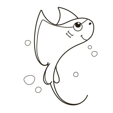 Gülen bir yüzü ve kabarcıklarla çevrili kocaman gözleri olan oyuncu bir karikatür stili vatoz. Bu tuhaf tasarım, çocuk sanatları ve deniz kenarındaki temalar için mükemmel. Vektör illüstrasyonu