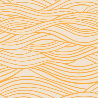 Kusursuz Makarna vektör deseni. İtalyan spagetti elle boyanmış arka plan. Karikatür karikatürü, soyut sarı gıda süsü. Ramen, makarna, makarna.