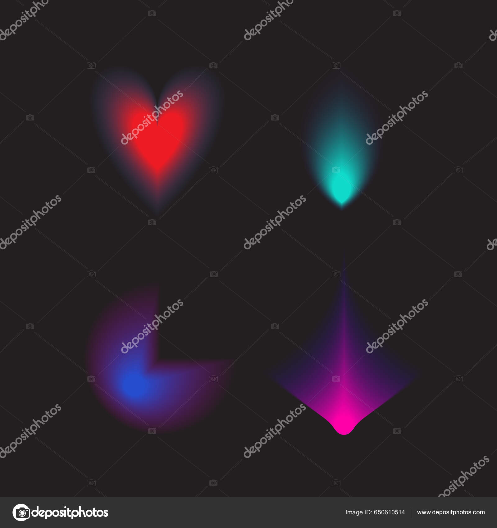 Blurred gradient shapes. Minimalist y2k aesthetic heart, retro