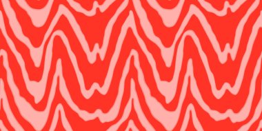 Kırmızı somon fileto vektör dikişsiz doku. Dalgalı çizgileri olan soyut duvar kağıdı desenli yiyecekler. Suşi restoranı ambalajı ve Menü tasarımı.