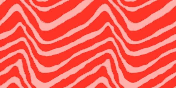 红鲑鱼片矢量无缝纹理 食品抽象墙纸图案波浪形条纹 寿司餐厅包装和菜单设计 — 图库矢量图片