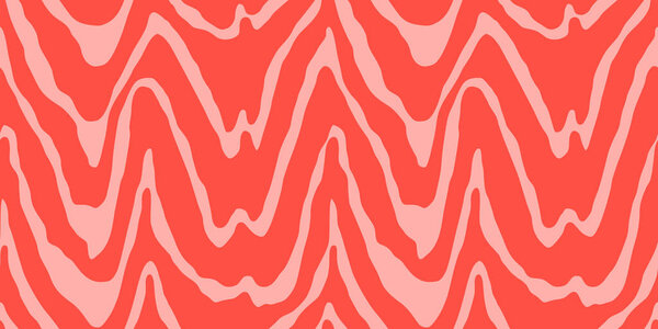 Филе красного лосося с бесшовной текстурой. Продукты питания абстрактный рисунок обоев с волнистыми полосками. Упаковка суши ресторан и дизайн меню.