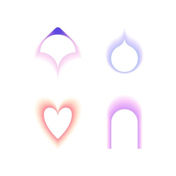 Blurred gradient shapes. Minimalist y2k aesthetic heart, retro