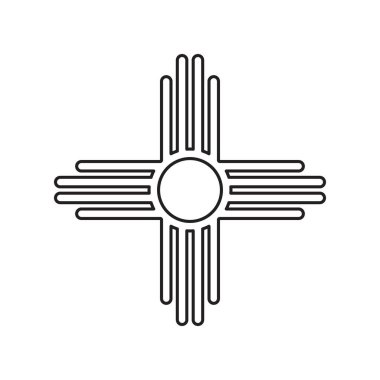 Zia sembolü. Antik Amerikan yerlileri izole edilmiş vektör ikonu imzalarlar. New Mexico eyalet logosu.