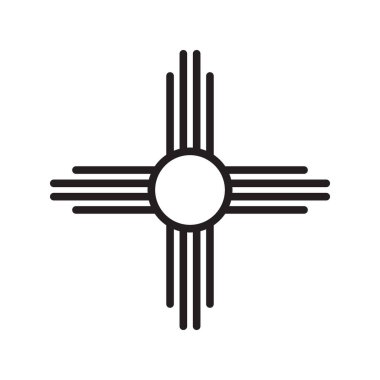 Zia sembolü. Antik Amerikan yerlileri izole edilmiş vektör ikonu imzalarlar. New Mexico eyalet logosu.