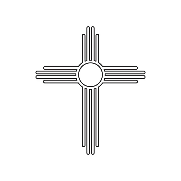 Символ Зиа Древние Коренные Американцы Обозначают Вектор Изолированной Иконки Логотип — стоковый вектор