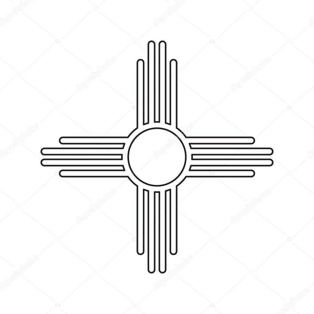 Zia symbol. Antient Native Americans sign vector isolated icon. New Mexico state logo.