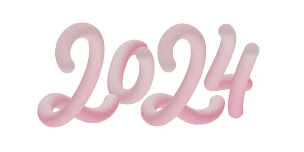 Balloon Realistic 2024 New Year Vector Design Handdrawn Winter Calligraphy — Stock Vector
