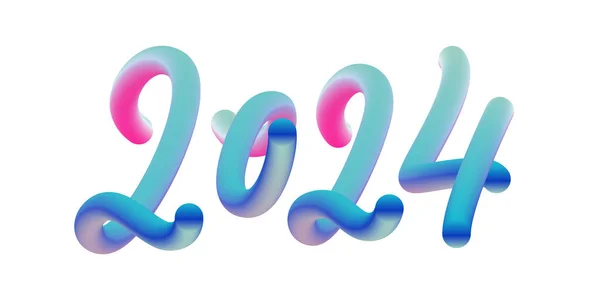 Balon 2024 Yeni Yıl Vektör Tasarımı Yazısı Plastik Çizgi Film — Stok Vektör