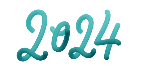 Zelený Balón Realistický 2024 Nový Rok Vektorový Design Ručně Kreslená — Stockový vektor