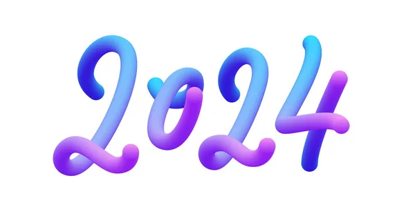 Ballon Réaliste 2024 Nouvelle Année Conception Vectorielle Calligraphie Hiver Dessinée — Image vectorielle