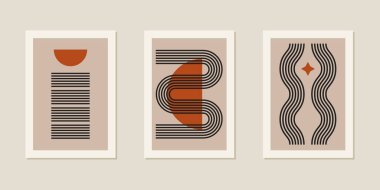 Zen Kemeri soyut geometri izole vektör bileşimi. Boho dengesi estetik arka planı şekillendirir. Modern geometrik dekor düz tasarım konsepti. Ruh sağlığı dengesi. Duvar Sanatı Posteri.