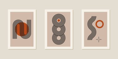 Zen Kemeri soyut geometri izole vektör bileşimi. Boho dengesi estetik arka planı şekillendirir. Modern geometrik dekor düz tasarım konsepti. Ruh sağlığı dengesi. Duvar Sanatı Posteri.