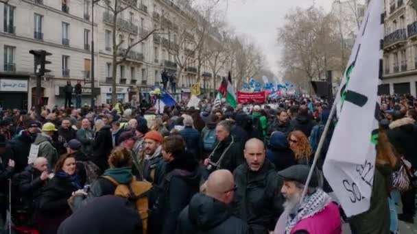 Париж Марш 2023 Протест Проти Французького Уряду — стокове відео