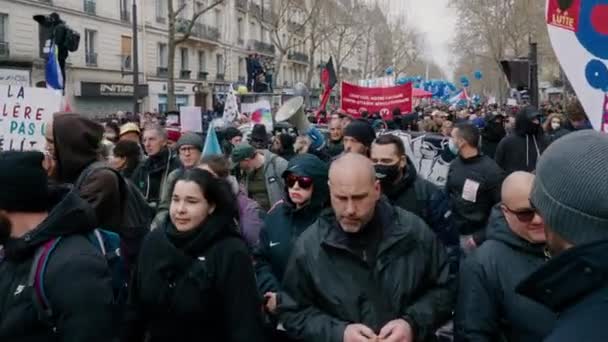 Париж Марта 2023 Года Протест Против Французского Правительства — стоковое видео