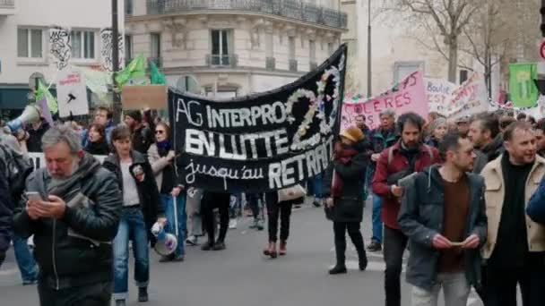 París Marzo 2023 Protesta Contra Gobierno Francés — Vídeo de stock