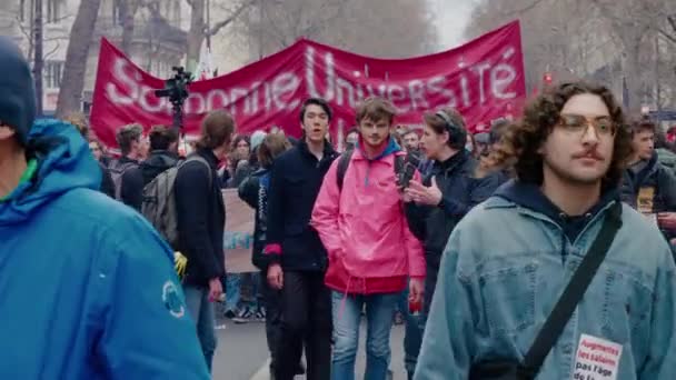 Parijs Maart 2023 Protest Tegen Franse Regering — Stockvideo