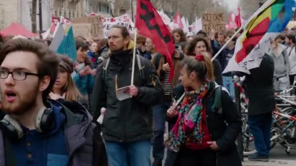 Paris Den Mars 2023 Protest Mot Den Franska Regeringen — Stockvideo